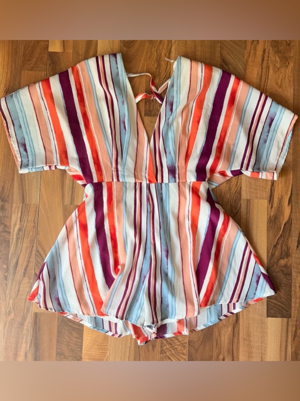 Peach Love California Multicolor Stripe Girls One-Piece Romper